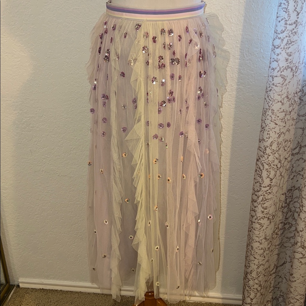Beaded tulle skirt pastel ombré